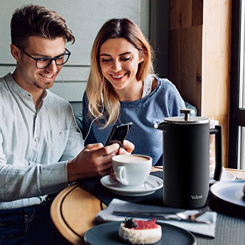 Veken French Press Coffee Maker, DoubleWall 304 Stainless Steel Coffee