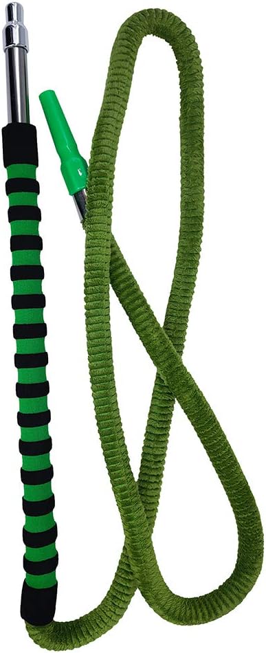 Hookah Hose with Sponge Handle Aluminum Alloy Tip Plush Wrapped Hookah Pipe 70" Shisha Hose,Green