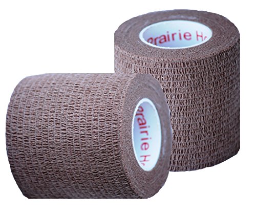 Vet Wrap Tape, Self Adherent Rap Tape, Self Adhering Stick Bandage, Self Grip Roll - (2-Inches Wide) x 15' Feet - (Brown)