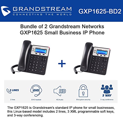 Grandstream GXP1625, 2 SIP acct., SMB IP Phone, Multi-language PoE Bundle of 2