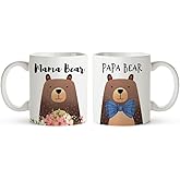 Fatbaby Mama Bear and Papa Bear Coffee Mugs,Father's Day Mother's Day gifts for Mom and Dad,Valentine's Day Christmas Gifts for Parents
