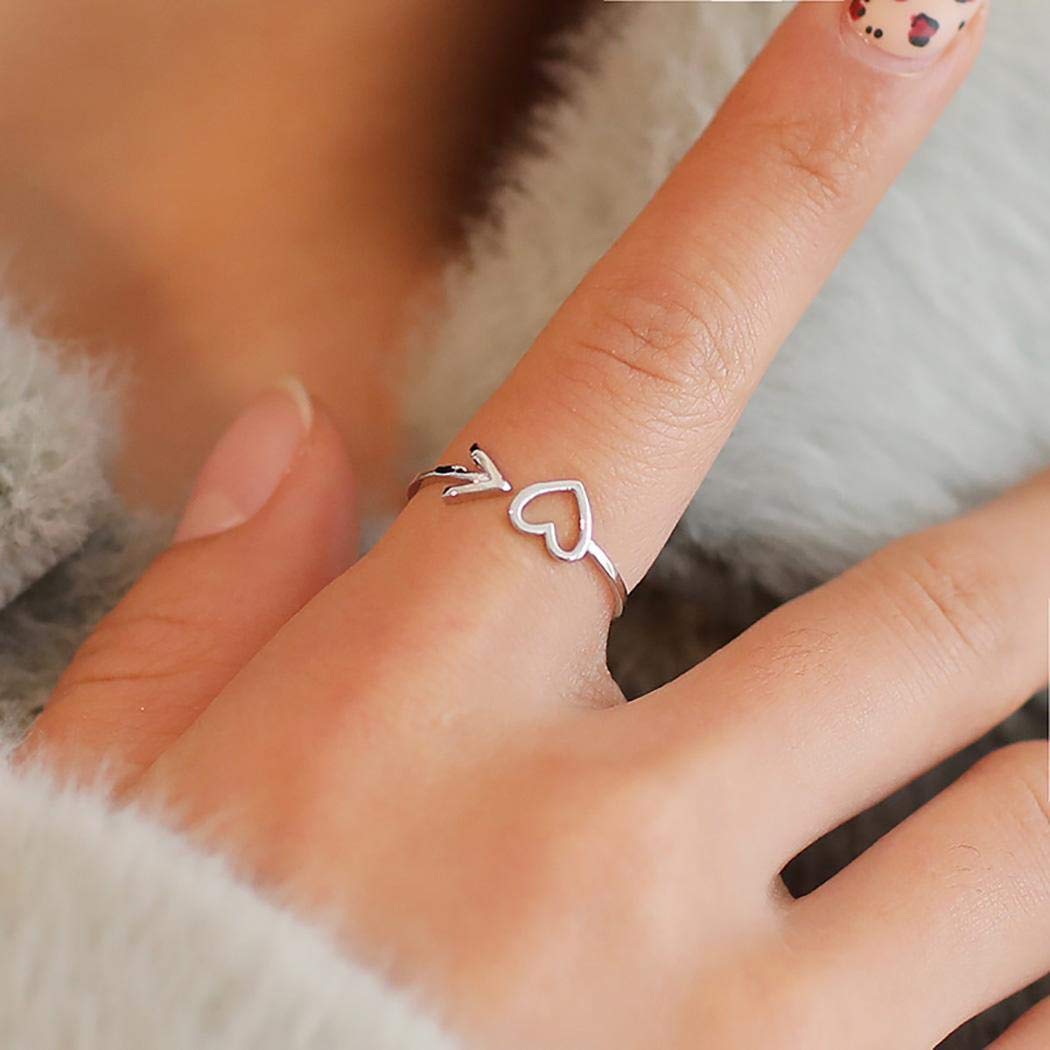Lindames Women Jewelry Fashion Heart Arrow Shape Ring Rings