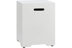 ECOTOUGE Propane Tank Cover 16 Inch, 20 LB Outdoor Tank Storage Hideaway Table for Gas Fire Pits, Concrete Tank Holder, White