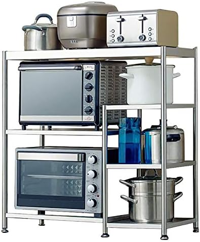 Storage shelf Microwave Oven Rack Storage, Stainless Steel Kitchen Standing Baker's Rack Utility Unit (Size : 4 Tier)