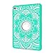 iPad Mini 4 Case A1538/A1550, Hocase Rugged Hybrid Double Layer Shockproof Protective Hard Rubber Case for Apple iPad Mini 4 Retina - Aqua Flower/Grey