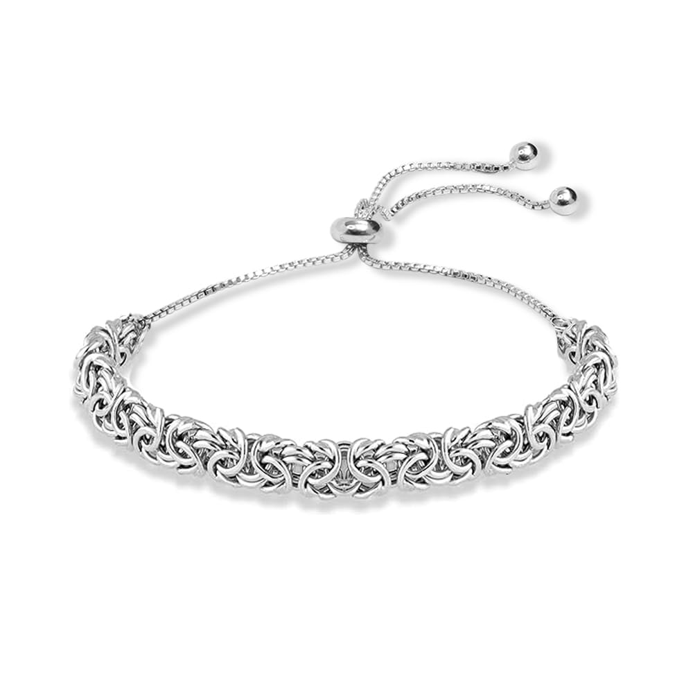 LeCalla 925 Sterling Silver Byzantine Bracelet Jewelry | Italian Sliding Bolo Chain Bracelet for Women — image 1
