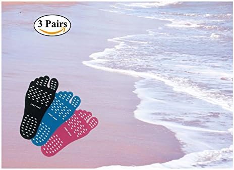 Yize 3 Pairs of Beach Foot Pads for Barefoot Lover, Adhesive Foot Pads Invisible Barefoot Shoes for Walking, Beach and Water Sports, Stick on Soles With Anti-Slip and Waterproof Non-Slip Design. (L)