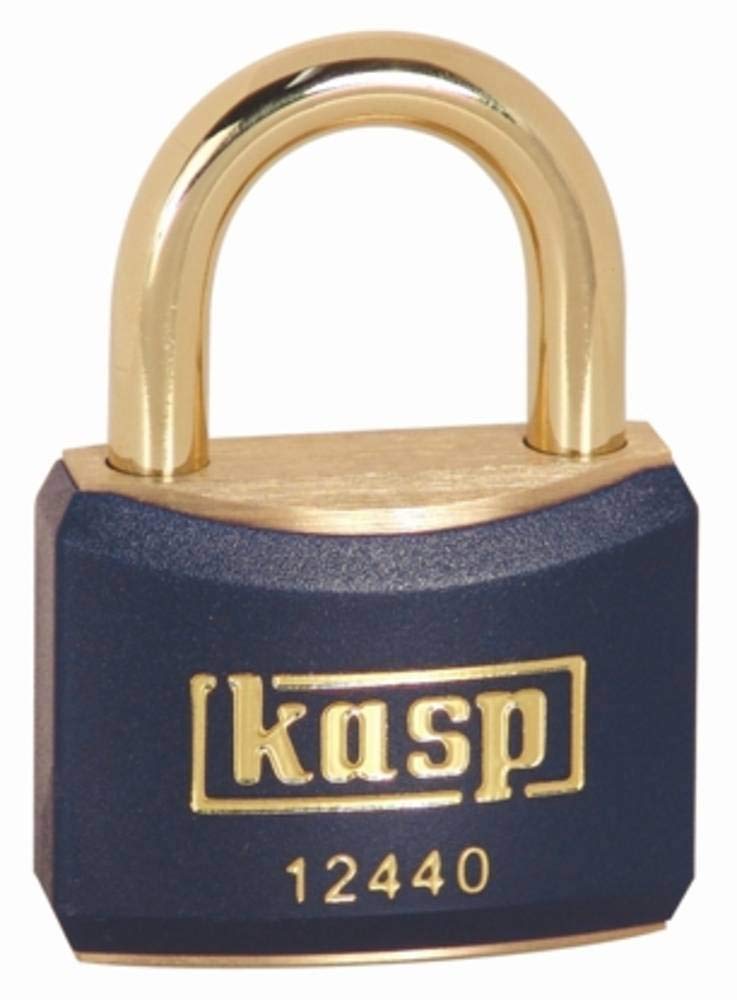 Kasp 124 Brass Padlock - 40 Millimeters - Brass Shackle - Blue - KA24402 - Keyed Alike
