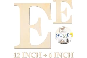 HEKOOLA Large Wooden Letters 12 inch Wood Letters for Crafts Projects Small Wooden Letters 6 inch for Wall Decor Home Decor Birthday Party Wedding Decorations Unfinished Wood Crafts to Paint (Wooden Letter E)