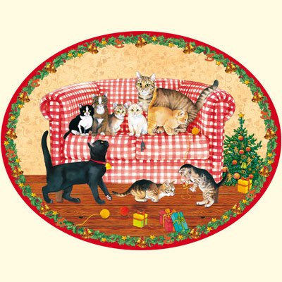 Coppenrath Adventskalender, mit Kätzchen-Motiv, oval, groß, 55 x 40 cm