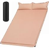 Abahub Inflatable Sleeping Pad with Built‑in Pillow, 2 Person, Gold | Lightweight 6.06Lbs, Fast Inflating, Camping Sleeping Pad, Waterproof, Scratchproof, Travel Mat, Backpacking, Hiking