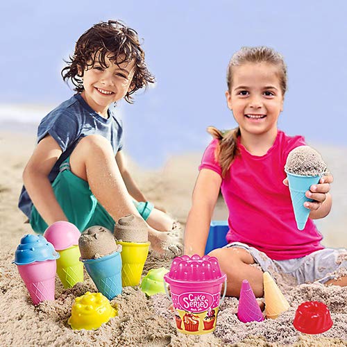 HAOMARK Beach Sand Toys Cakecup Ice Cream Sandbox Mold Set 17 Pieces