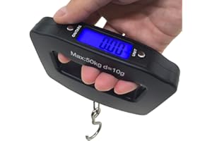 AFUNTA 50Kg 10g Luggage Weight Scale, LCD Luggage Scale Travel Digital, Fish Scale, Home Electronic Portable Hanging Weight Hook Travel Luggage Scale