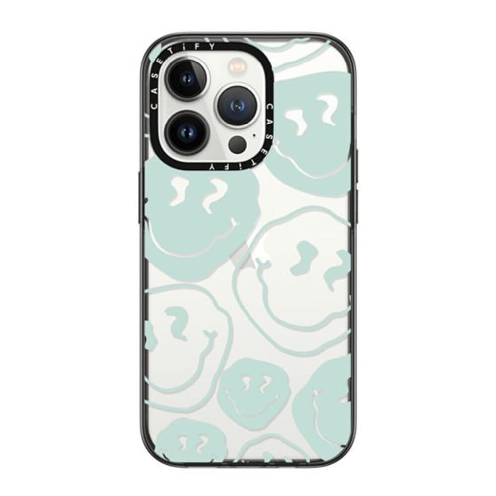 CASETiFY Compact iPhone 14 Pro Case [2X Military Grade Drop Tested / 4ft Drop Protection] - Aqua Smile Transparent - Clear Black — image 1