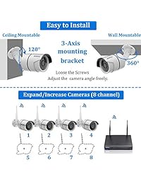 2019 New Security Camera System Wireless Outdoor, 4TB Hard Drive Pre-Install 8 Channel 1080P NVR, 8PCS 1080P 2.0MP CCTV WI-FI IP Cameras for Homes,OHWOAI HD Surveillance Video Security System.