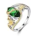 Psiroy 925 Sterling Silver Plated Marquise Simulated Emerald Quartz Leaf Ring Size 7