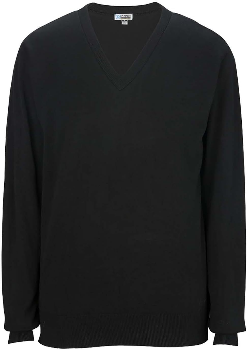 Soft V Neck Cuff Cotton Sweater Black 