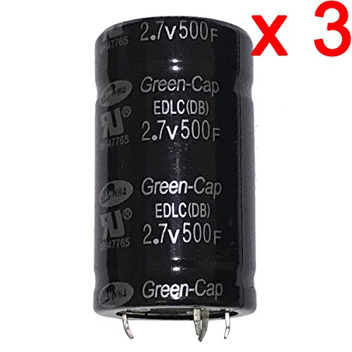 DAOKI 3 Pcs Farad Capacitor 2.7V 500F 35x60mm Super Capacitor 2.7V500F Black