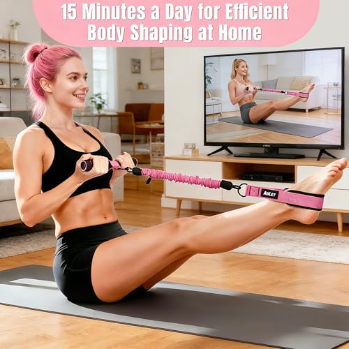 3 Tube Pedal Resistance Band with Handle, Upgraded Multifunction Adjustable Home Workout Equipment for Women, Full Body Toning Bands for Abs Core Waist Arms Legs Glutes, Sit Up Exercise Tool