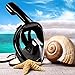 Full Face Snorkel Mask, Zeeshy 180º Panoramic View Diving Scuba Mask Easy breath with Anti-Fog and Anti-Leak with Adjustable Head Straps Design for Adults,Youth,kids ( BLACK-S/M )