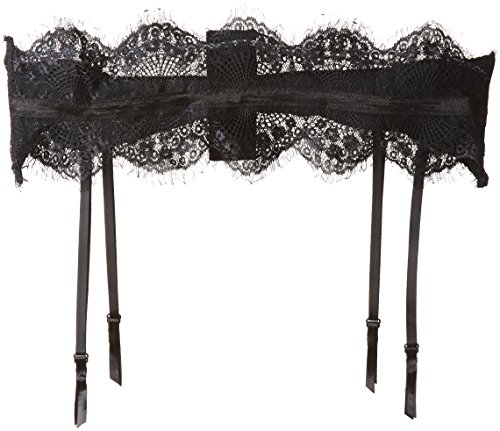iCollection Women's Plus-Size Eyelash Lace Garter Belt, Black, 1/2X
