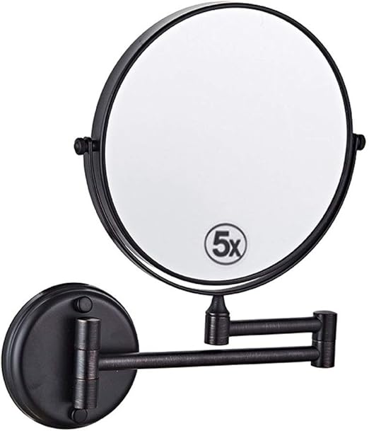 Amazon Com Aokako 6 Inch Wall Mounted Makeup Mirror Black Double Side 5x Magnifying Vanity Mirror Swivel Extendable For Bathroom Hotels Matt Black Home Kitchen