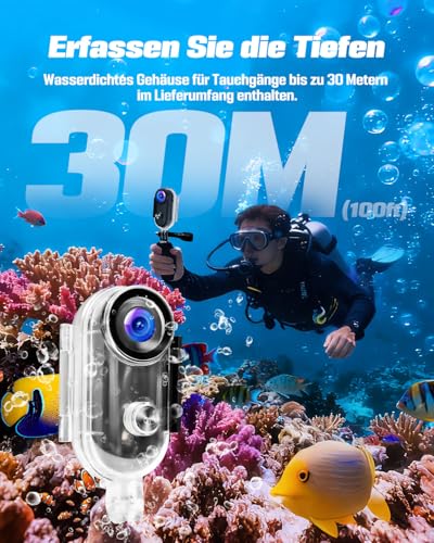 NNYYMH WiFi Vlog Camera, 4K Magnetic Hands-Free Sports Camera with 360° Rotatable Clip, Waterproof Case for Walks with Animals, Cycling, Travel, Vlog, Motorcycle Dashcam
