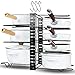 MOKARO Kitchen Pots and Pans Organizer 8 Tiers Pan Racks for Cabinet Adjustable Pot Lid Holders with 3 DIY Methods Lengthened Metal Pots Storage Standing for Countertop - Black