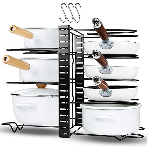 MOKARO Kitchen Pots and Pans Organizer 8 Tiers Pan Racks for