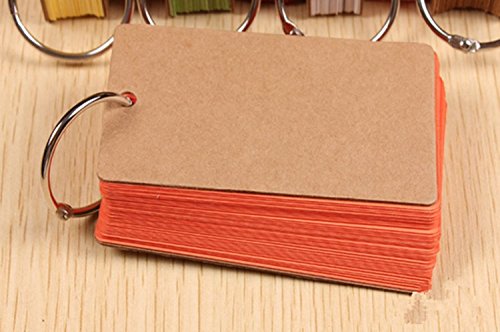 Erlvery DaMain Binder Ring Easy Flip Flash Cards Index Card, 50 Unruled Blank White Pages, 2 Pack (Orange)