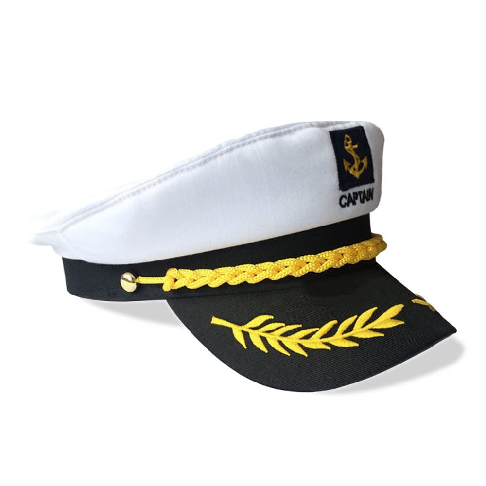 LUOXIAQIFEI Adjustable Captain Hat Admiral Marine Cap Fancy Dress Halloween Stag Night Carnival Theme Party, One Size