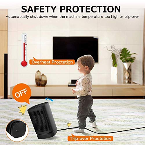 Space Heater - 950W Portable Electric Heater with Auto Oscillating, Quick Heat-up, Tip-Over and Overheating Protection, Smart Touch Control 3 Modes Adjustable PTC Ceramic Mini Heater for Home Office - Thumbnail 4
