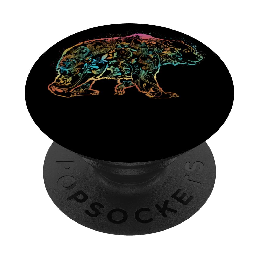 Bear Splash Nature Surreal Bear Brown Bear Mandala Wildernes PopSockets Swappable PopGrip