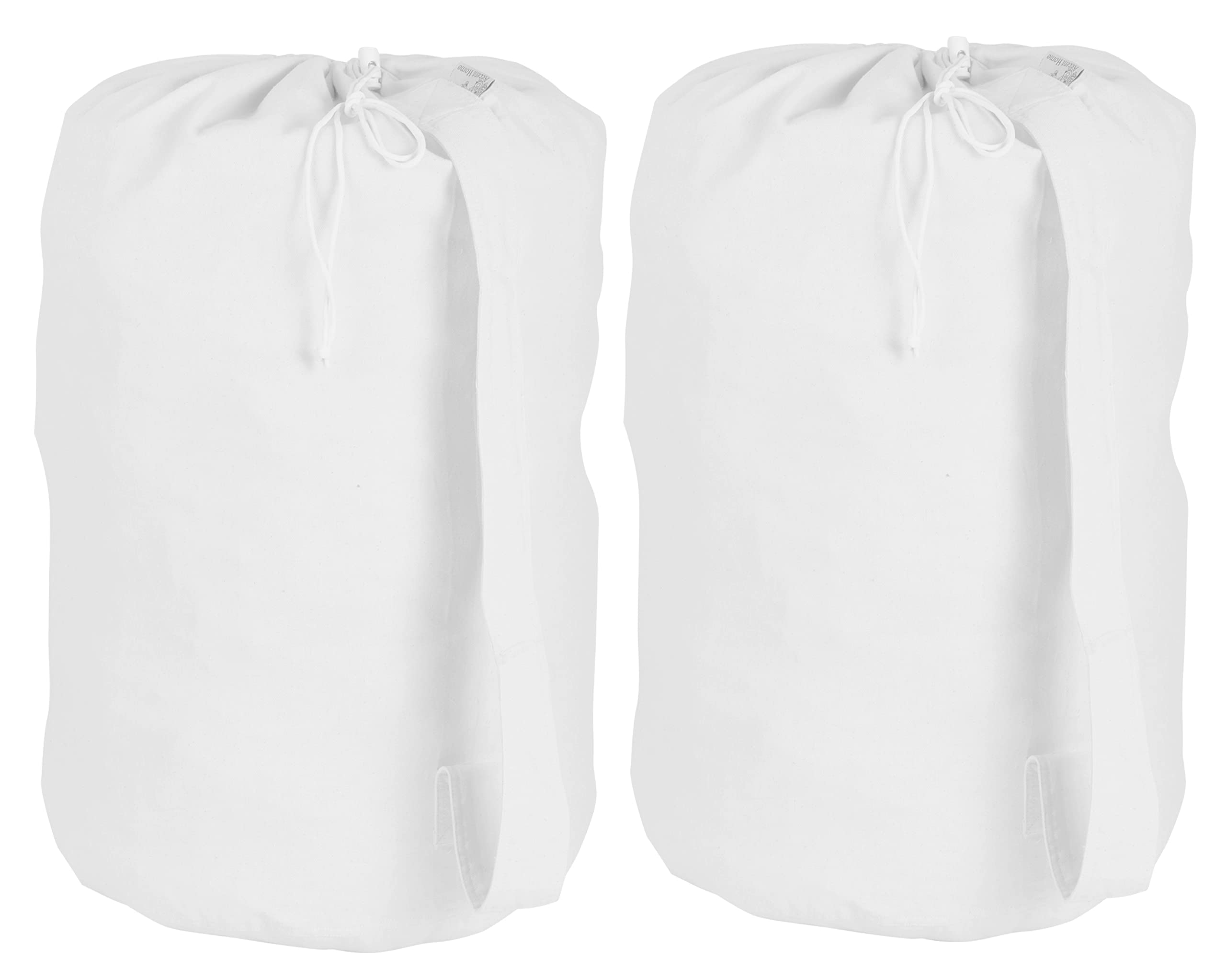 ACCENTHOME Cotton Canvas Printable Laundry Draw String Bag 2 Pc Pack Large 38 x 70cm (Dia x H) for Heavy Duty, Extra Space with Sturdy Handle for Shoulder Carrying