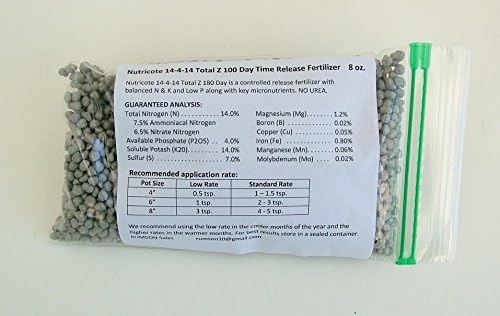 Nutricote 14-4-14 Total Z 100 Day 1/2 Pound. Low Phosphorous Time Release Fertilizer for orchids, nursery, greenhouse, foliage, landscape, bedding, potted plants.