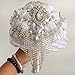 Flyme Wedding Bouquets,Bridal Bride Holding Flowers,Water Drops (White)
