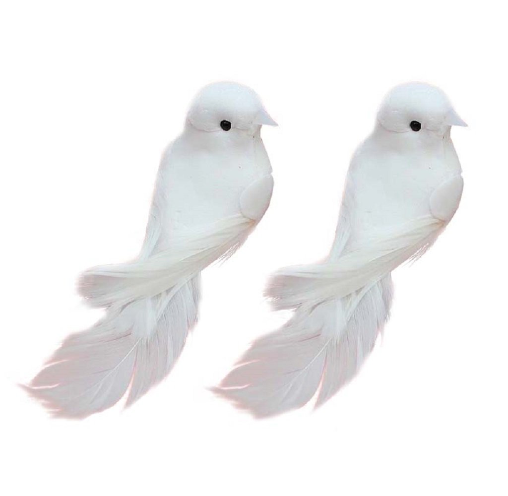 Yalulu 2Pcs Decorative Fake Doves Pigeon Artificial Foam Feather White Birds With Magnet, Craft Bird For Home Ornaments,Wedding Decor