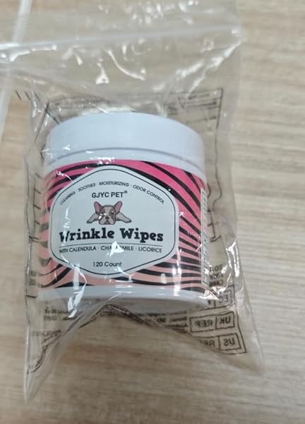 NATURAL WRINKLE WIPES FOR DOGS, 120 COUNT, HYPOALLERGENIC DOG WIPES, WRINKLE WIPES FRENCH BULLDOG, CLEANING & DEODORIZING, DOG WIPES FOR GROOMING FACES, PAWS & BUTTS