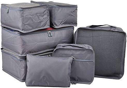 Vercord 7 Set Travel Packing Organizers Cubes Luggage Suitcase Organizer Bags Clothes Underwear Cube Shoe Pouch Pack Grey 7 Vercord 7 Set Travel Packing Organizers Cubes Luggage Suitcase Organizer Bags Clothes Underwear Cube Shoe Pouch Pack Grey