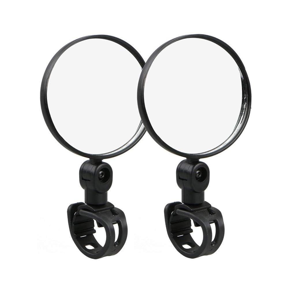 Bike Rear Mirror Bicycle Cycling Rear View Mirrors Adjustable Rotatable Handlebar Mounted Plastic Mirror for Mountain Road Bike (2 pcs)