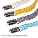 HAUTOCO Pacifier Clip for Boys and Girls, 4 Pack Universal Braided Pacifier Holder Leash Teething Ring for All Pacifiers, Baby Teething Toys, Drool Bibs and Blankets