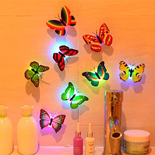 LiPing Wall Paper 3D DIY Luminous Dancing Butterflies Wall Stickers-Removable Decal Art Home Decor Painting Supplies Room Decor Kit-Kids Bedroom Decoration (10PCS)