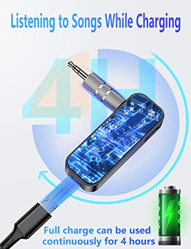 Bluetooth 5.0 Adapter 3.5mm Jack Aux Dongle, 2-in-1 Wireless Transmitter Receiver for Car,TV Audio,Headphones,Speakers,Projector