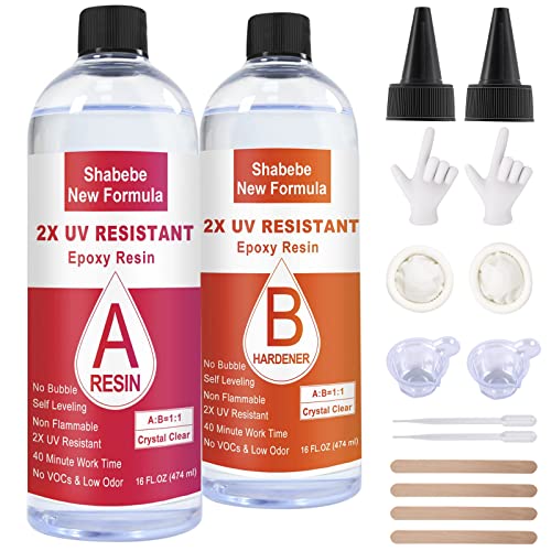 Epoxy Resin, Upgrade Formula 32OZ 2X UV Resistant Resin, Epoxy Casting
