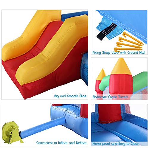 JAXPETY Inflatable Bounce House, Kids Jump and Slide Castle Bouncer