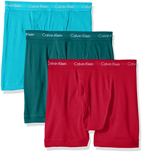 Calvin Klein Men's Underwear Cotton Classics Boxer Briefs (Pack Of 3), Dresden Blue/Sea Green/Amaranth, X-Large