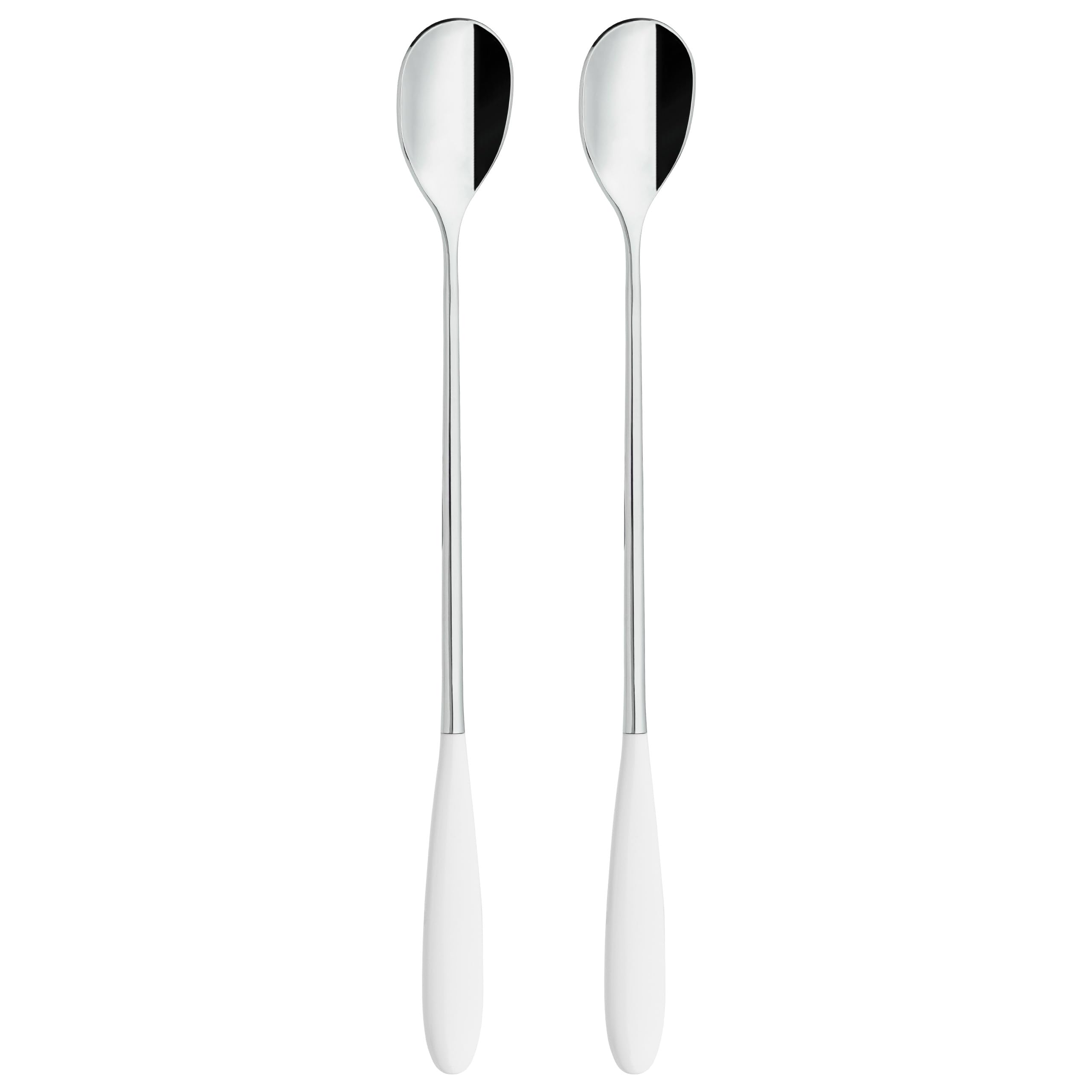 Grunwerg Yin & Yang Soda Spoons 2SOS650W, 18/10 Stainless Steel, Set of 2, White