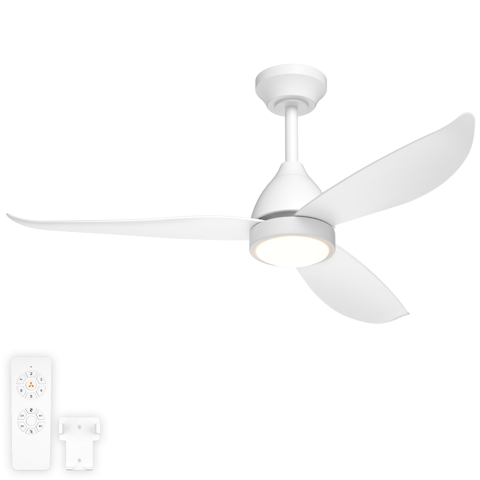 Photo 1 of ** FACTORY SEALED *** 52 Inch Ceiling Fan with Light, White Ceiling Fans with Lights and Remote, 3 ABS Blade, Reversible Quiet DC Motor, Timed, 3000-6000K Dimmable and 6 Speeds for Bedroom, Dining Room, Living Room