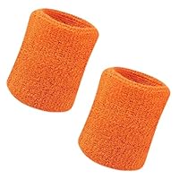 CDJX 2 Pack of Wrist Sweatband, 4 Inch Sports Sweatband Wristband Soft Thicken Cotton,for Tennis Gymnastics Football Basketball, Running Athletic Sports (Orange)