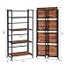 Giantex 4-Tier Folding Bookshelf Standing Shelf Units Display Rack Storage Shelf Industrial Style Utility Shelving with Metal Frame & Wood Layer (Rustic Brown, 23.5
